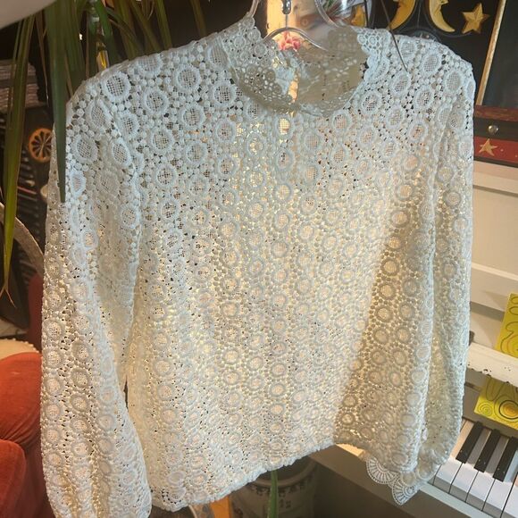 H&M Crochet White Lace Women's Blouse Size 6 - Picture 16 of 16